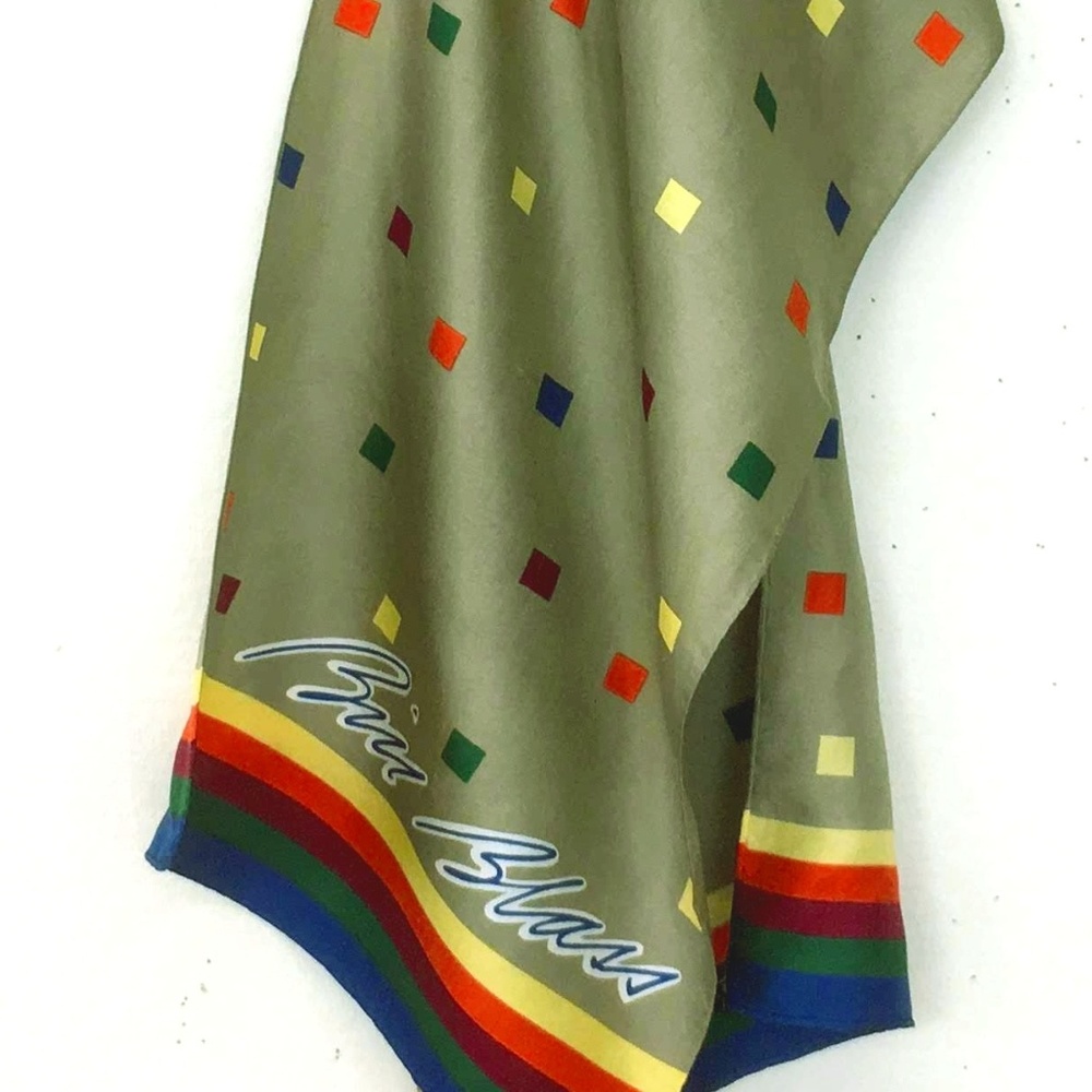 3/$50! Bill Blass Rainbow Pride Silk Scarf on Tan